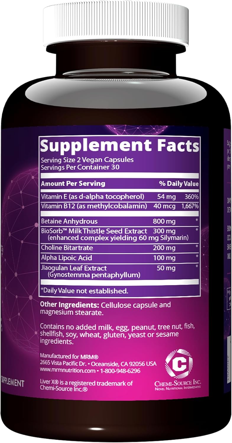 MRM Nutrition Liver X Supplement - 60 Vegan Capsules for Liver Health