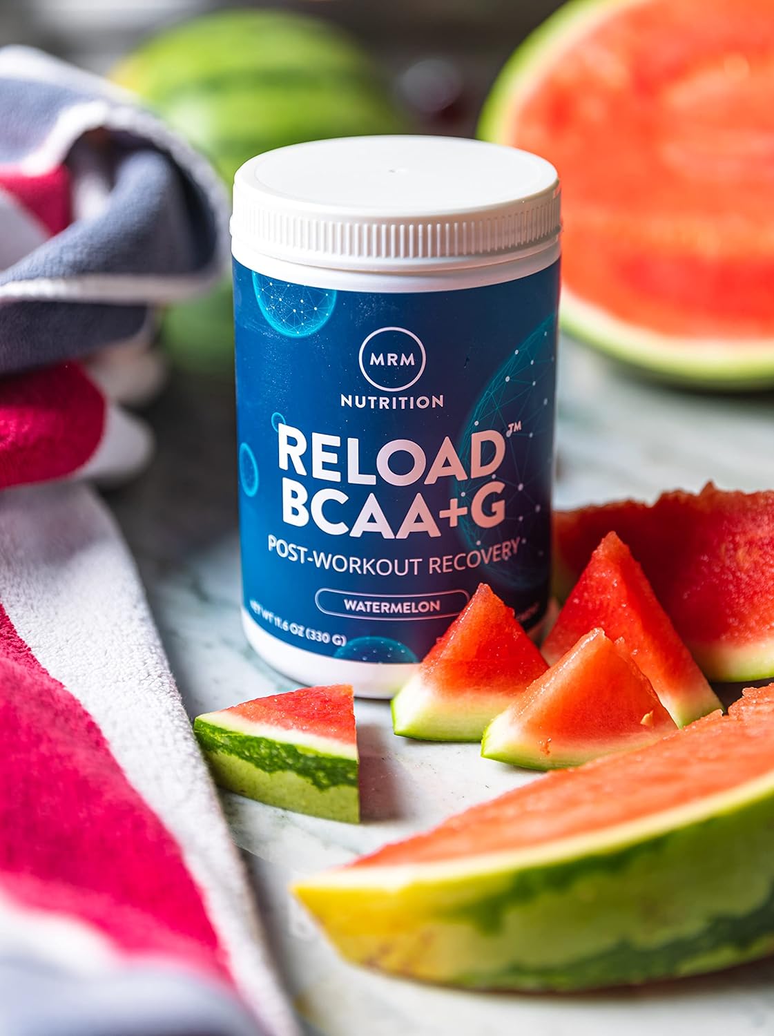 MRM Nutrition Reload BCAA+G Post-Workout Recovery Watermelon Flavor 9.6g Amino Acids CarnoSyn Muscle Recovery Keto Friendly 840g