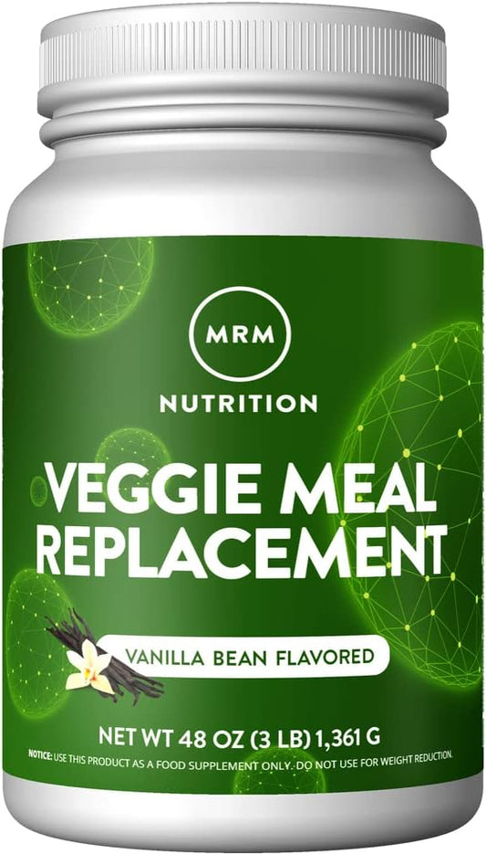 MRM Nutrition Vanilla Bean Flavored Veggie Meal Replacement Protein - 22g Plant Based Protein - Balanced Macronutrient Formula - 28 Servings