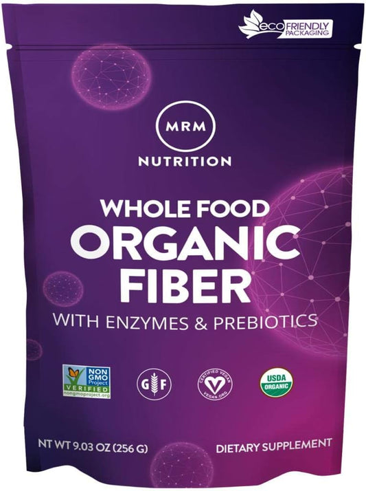 MRM Nutrition Whole Food Organic Fiber Supplement with Enzymes and Prebiotics for Digestive Health and Regularity - 6g Fiber per Serving - 32 Servings