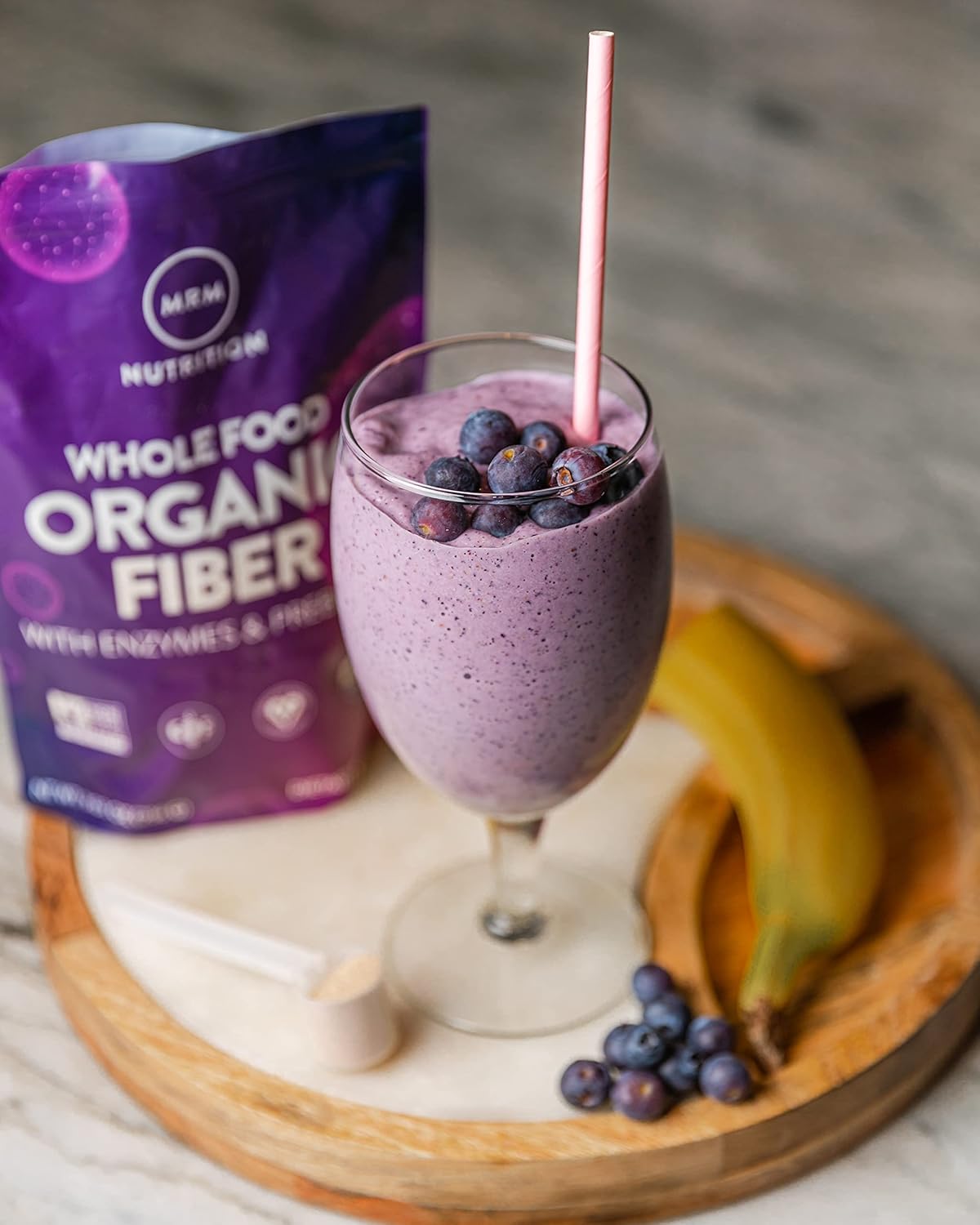 MRM Nutrition Whole Food Organic Fiber Supplement with Enzymes and Prebiotics for Digestive Health and Regularity - 6g Fiber per Serving - 32 Servings