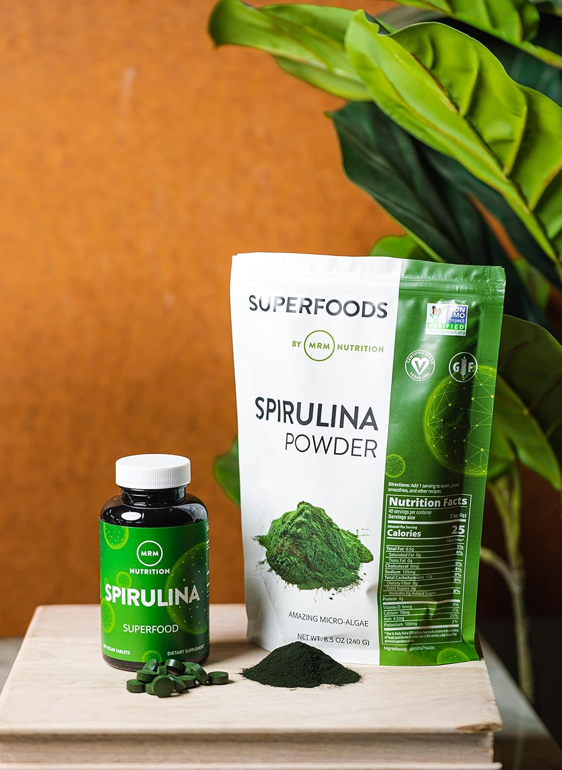 MRM Spirulina Powder: Superfood Plant Protein, Gluten-Free, Vegan | 40 Servings, 8.5 oz.