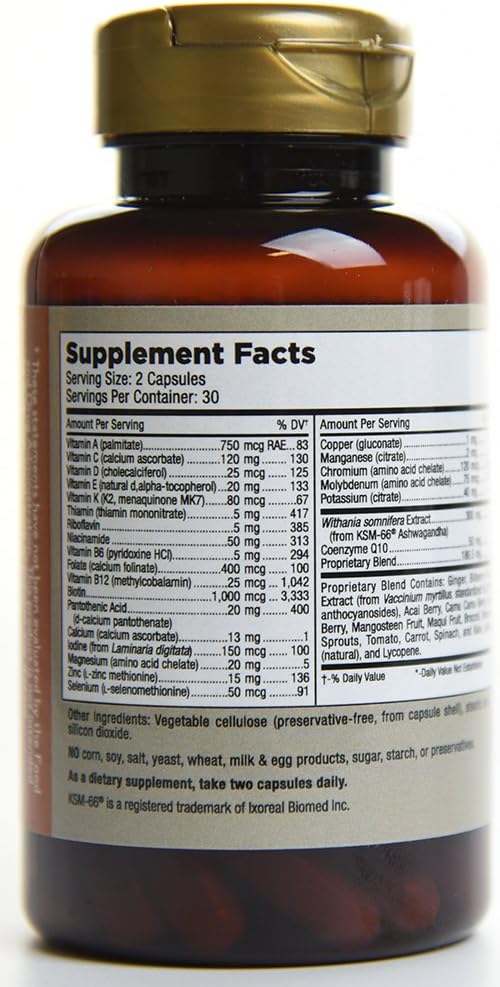 Mt. Angel Vitamins Daily Women's Multivitamin with Iron, Calcium, KSM-66 Ashwagandha - 60 Count Capsules
