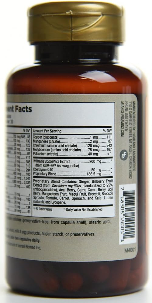 Mt. Angel Vitamins Daily Women's Multivitamin with Iron, Calcium, KSM-66 Ashwagandha - 60 Count Capsules