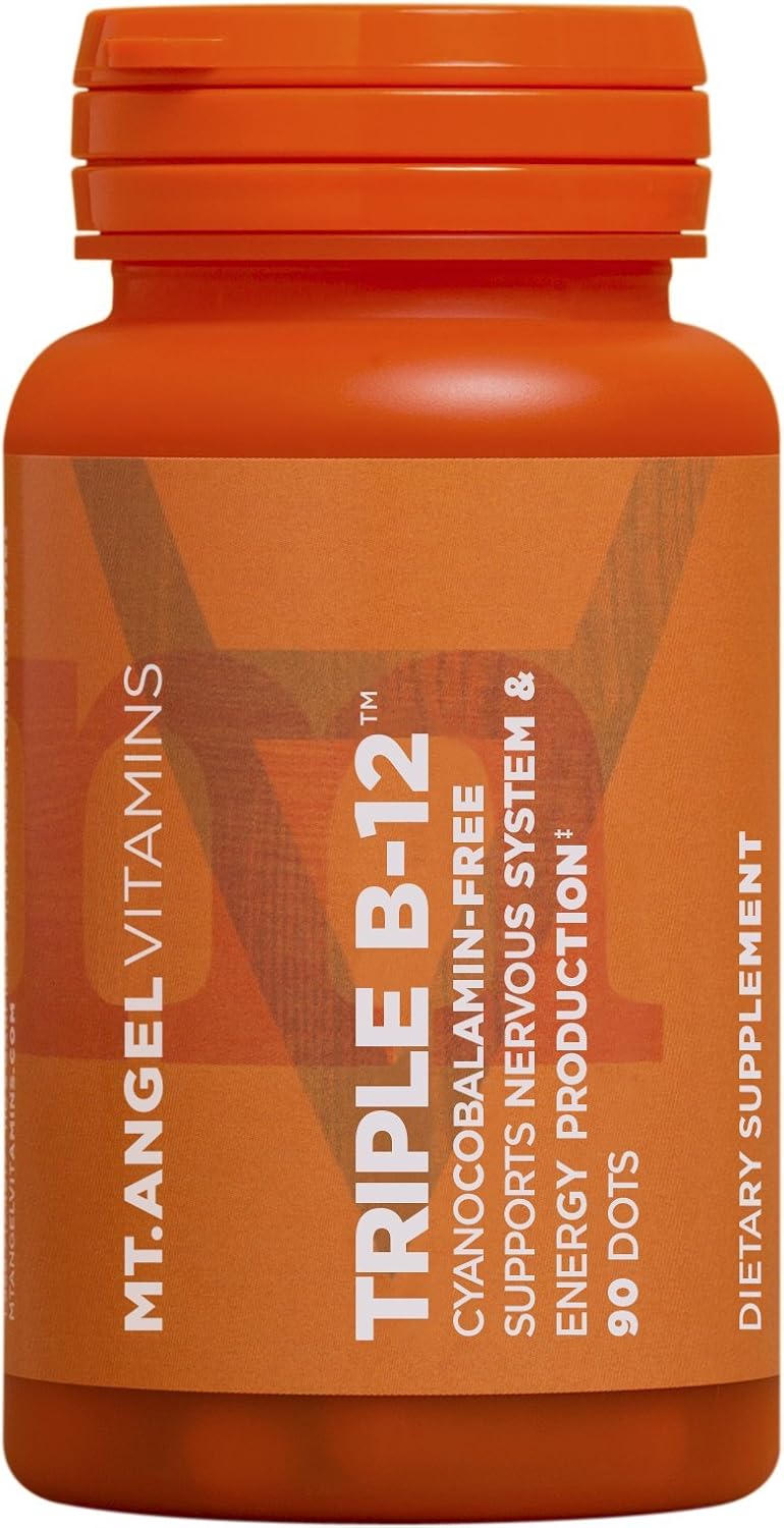 Mt. Angel Vitamins Triple B-12 Dots - Promotes Nervous System Health and Energy Production - 90 Dots