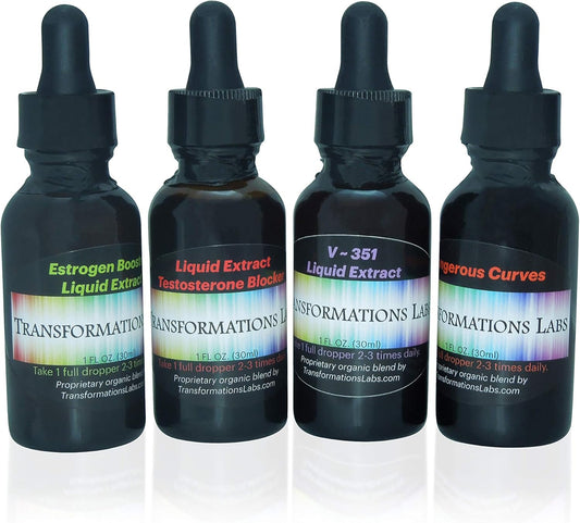 MTF Transitioning Kit: E-Booster, T-Blocker, V~351 Advanced Feminizer, Curves Synergist (4 Pack)