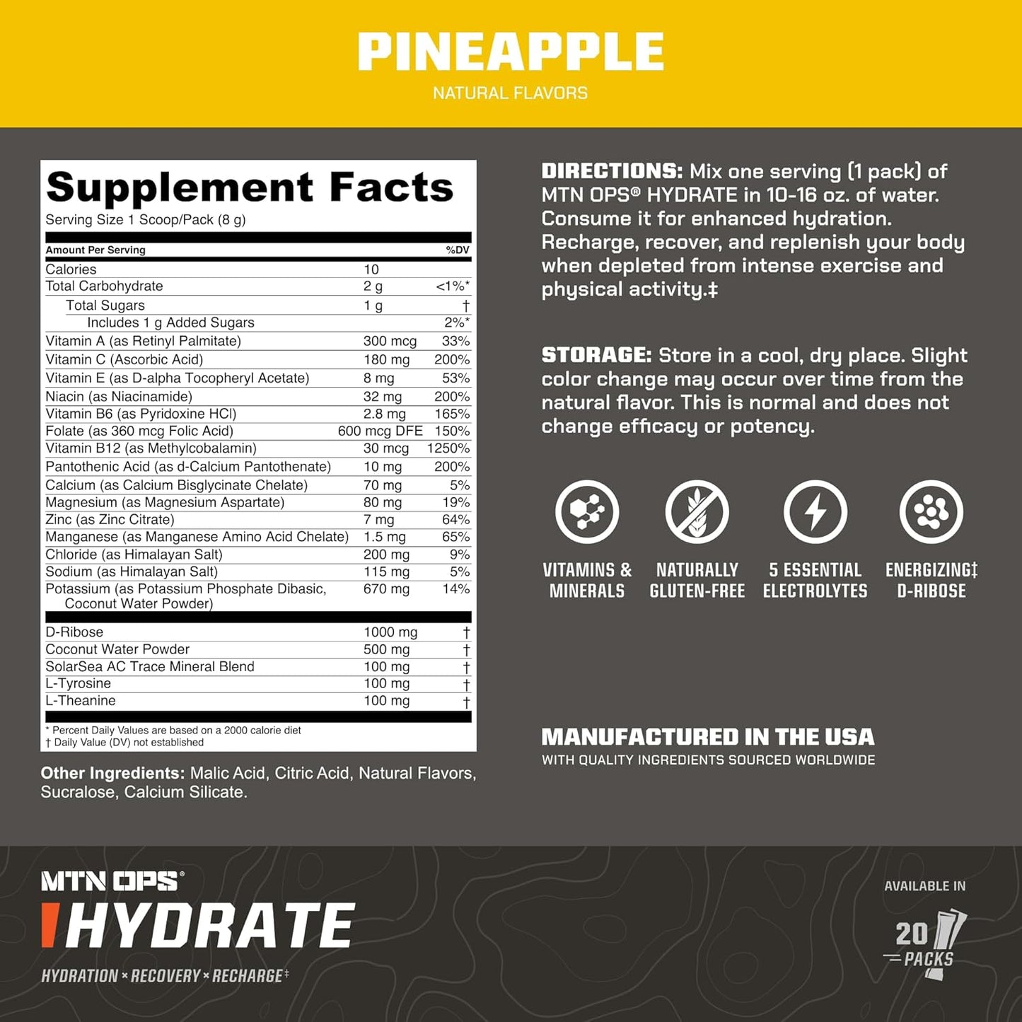 MTN OPS Enduro and Hydrate Pineapple Combo Pack - Energize and Hydrate with Pineapple Flavors