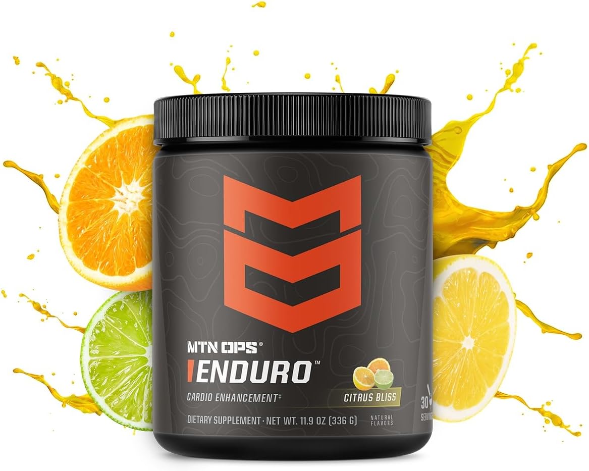 MTN OPS Enduro Nitric Oxide Supplement & Stim-Free Pre Workout - 30 Servings - Citrus Bliss Flavor with Magnesium Citrate, Beet Root Powder, Niacinamide, L Arginine, L Citrulline