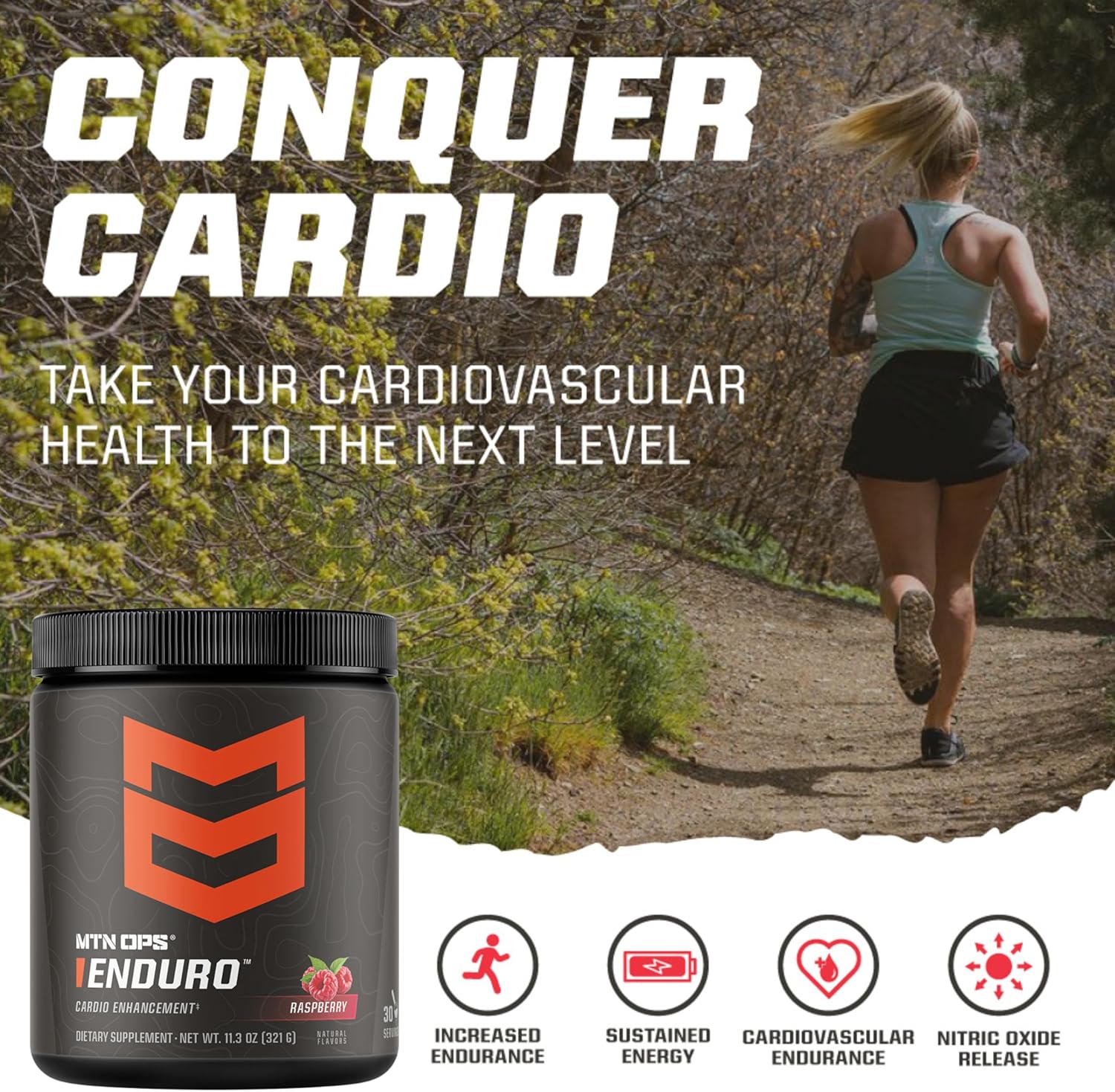 MTN OPS Enduro Nitric Oxide Supplement & Stim-Free Pre Workout - 30 Servings - Citrus Bliss Flavor with Magnesium Citrate, Beet Root Powder, Niacinamide, L Arginine, L Citrulline