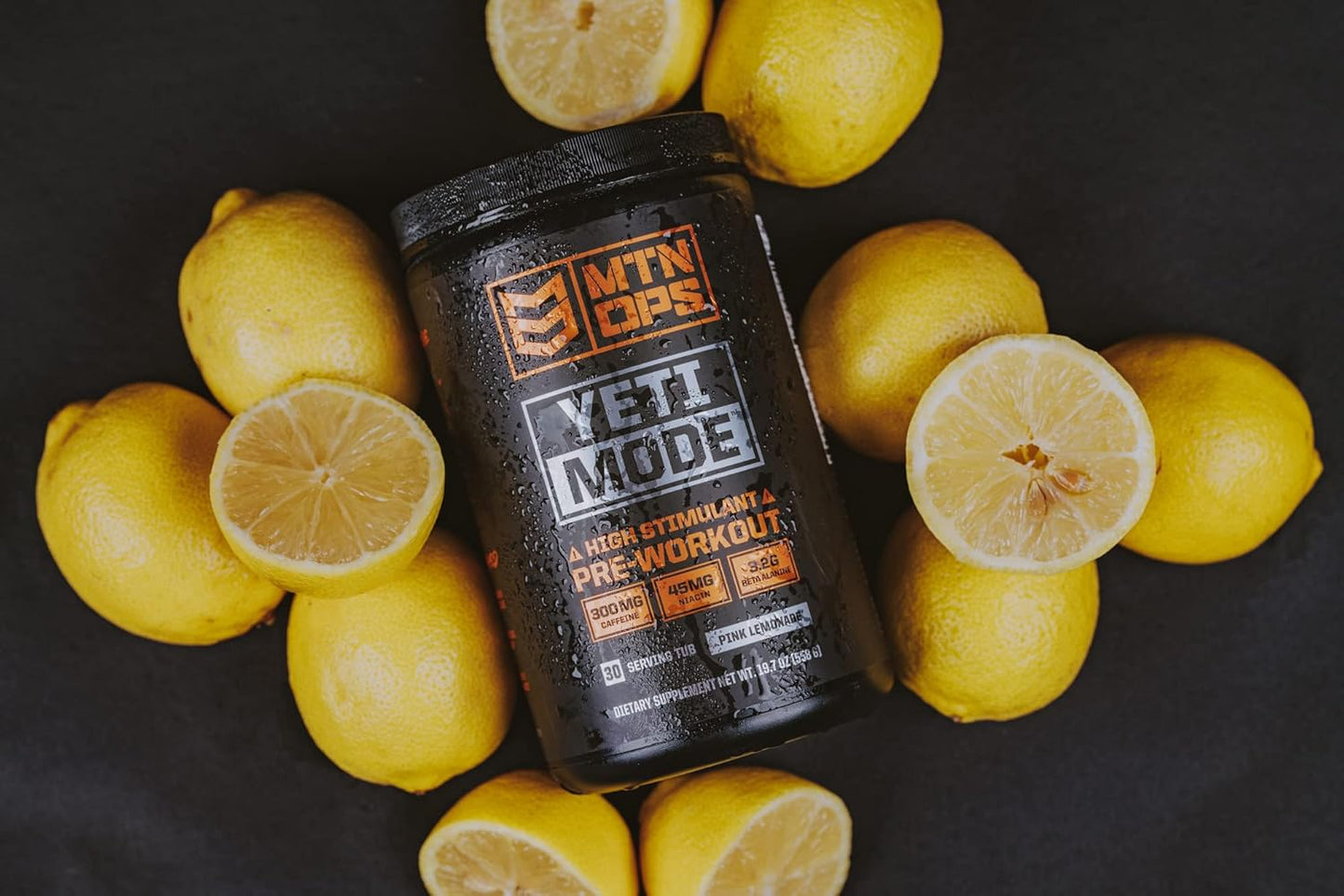 MTN OPS Yeti Mode Pre-Workout Powder - High-Stimulant Blend with 300mg Caffeine - Pink Lemonade Flavor, 30 Servings