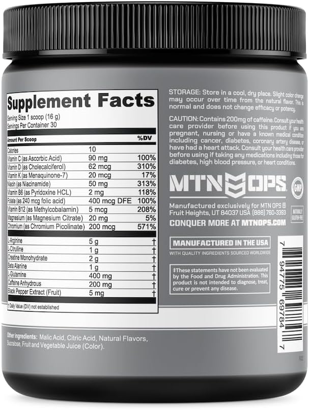MTN OPS Yeti Monster Black Cherry Pre-Workout Powder Energy Drink Tub - 30 Servings