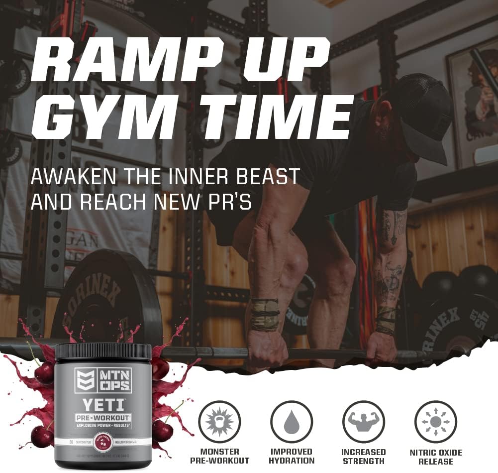 MTN OPS Yeti Monster Peach Zing Pre-Workout Powder Energy Drink - 30 Servings