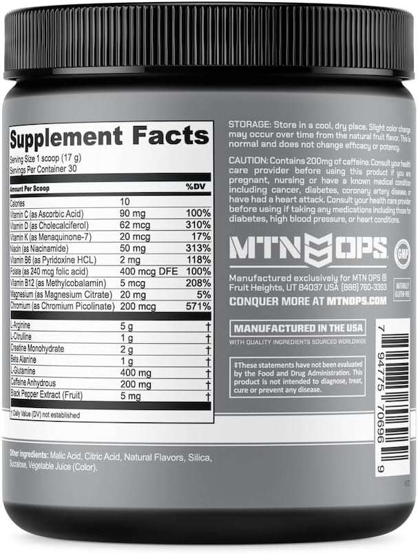 MTN OPS Yeti Monster Peach Zing Pre-Workout Powder Energy Drink - 30 Servings