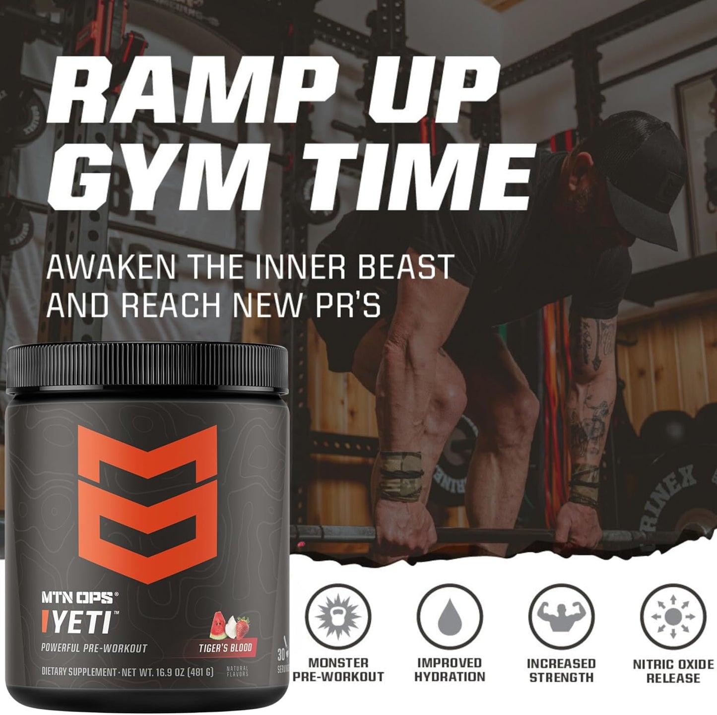 MTN OPS Yeti Trail Packs Blue Raspberry Pre-Workout Powder - 20 Servings