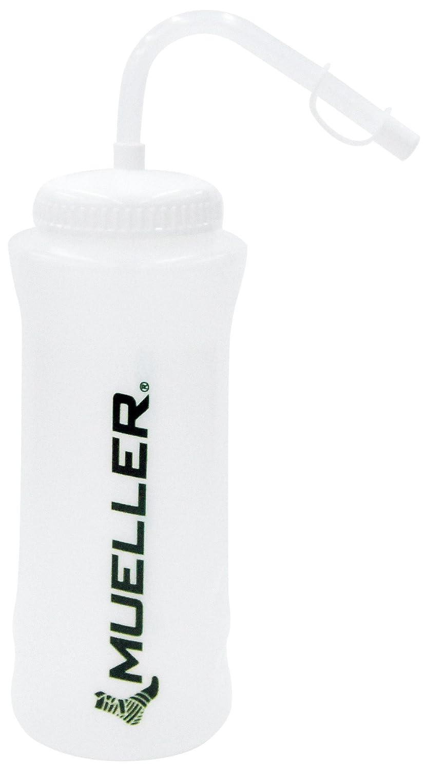 Mueller Quart Water Bottle with Straw - Natural Color and Black Lettering