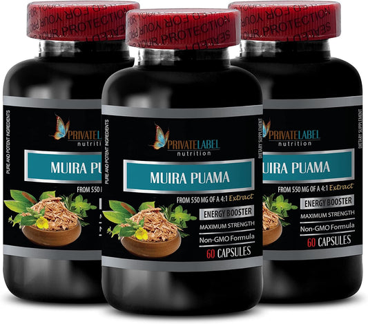 Muira Puama Extract 2200mg Male Enhancement Energy Supplements for Men and Women - Private Label - 180 Capsules