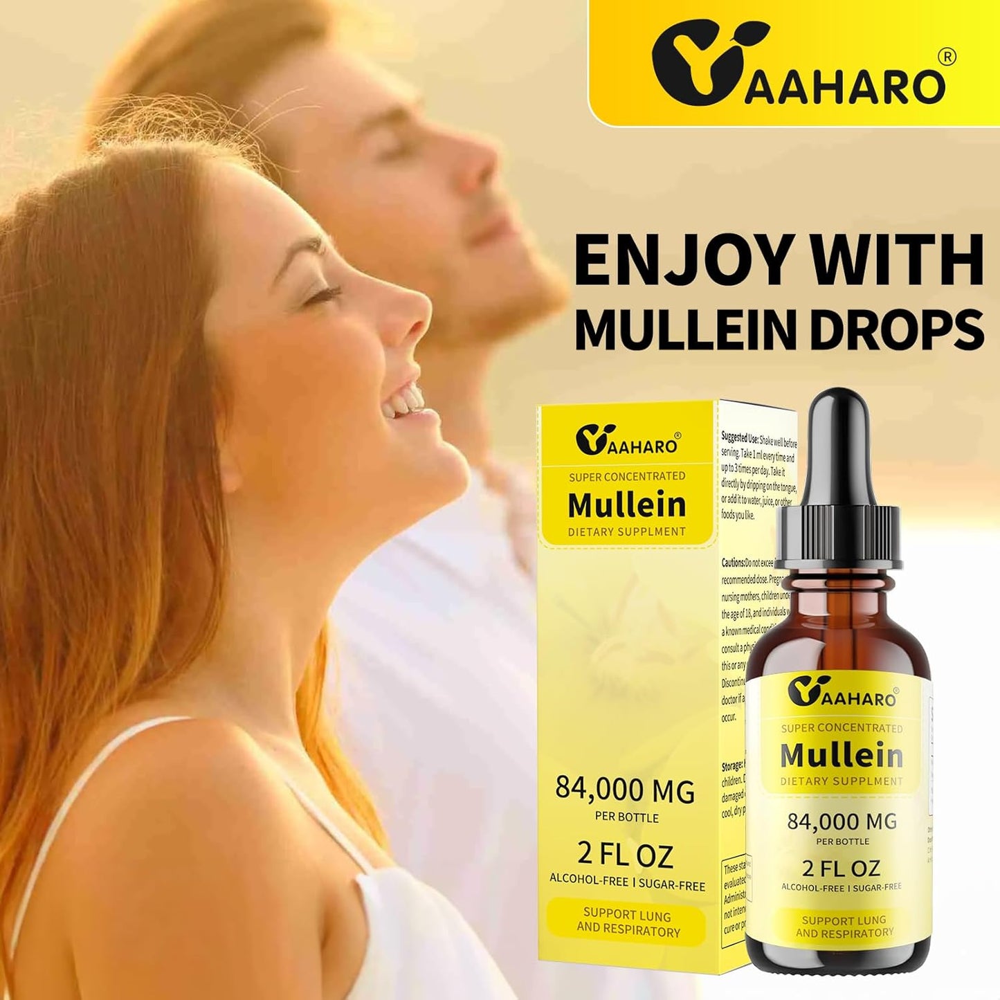 Mullein Drops for Lungs (2 Pack) - Natural Herbal Supplement for Lung Cleanse & Respiratory Function - Alcohol-Free Mullein Leaf Extract - Vegan, Non-GMO, Gluten-Free - 4 Fl Oz