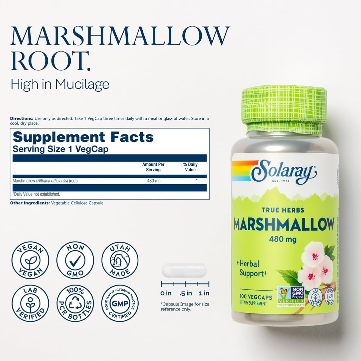 Mullein Leaf and Marshmallow Root Wellness Bundle - High Mucilage Soluble Fiber Herbs for Soothing Support - Vegan, Non-GMO, Lab Verified - 200/100 VegCaps