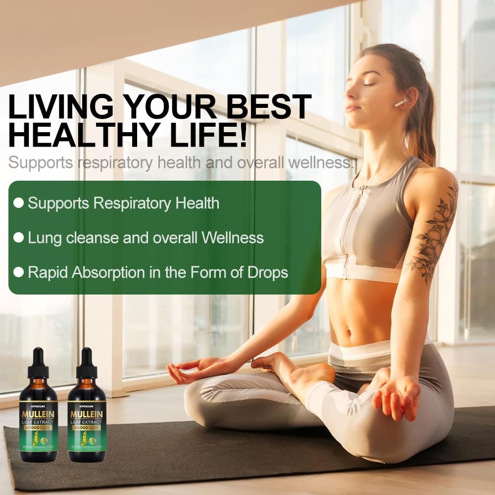 Mullein Leaf Extract Drops for Lung Cleanse and Immune Support - Herbal Respiratory Supplement - 4 fl oz