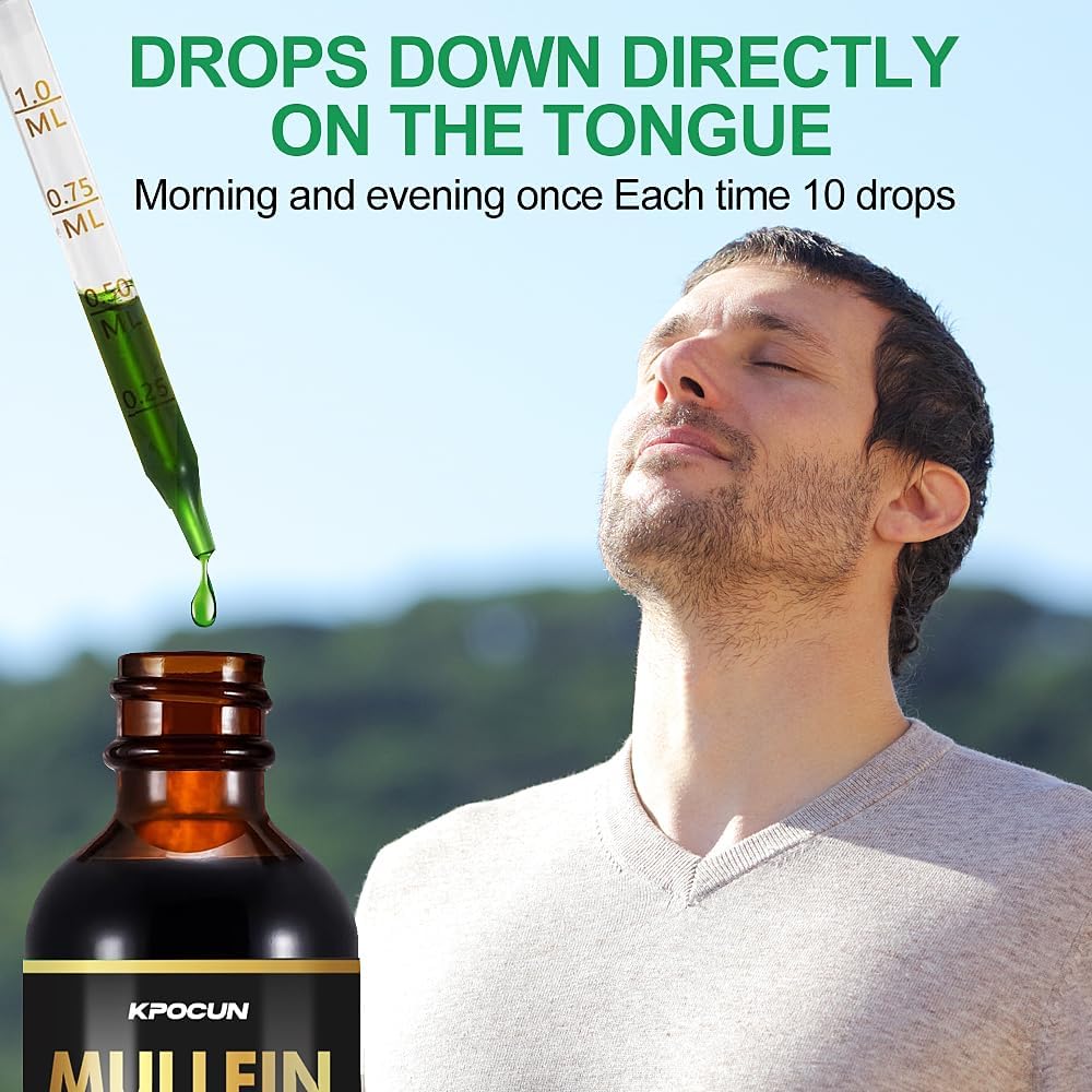 Mullein Leaf Extract Drops for Lung Cleanse and Immune Support - Herbal Respiratory Supplement - 4 fl oz