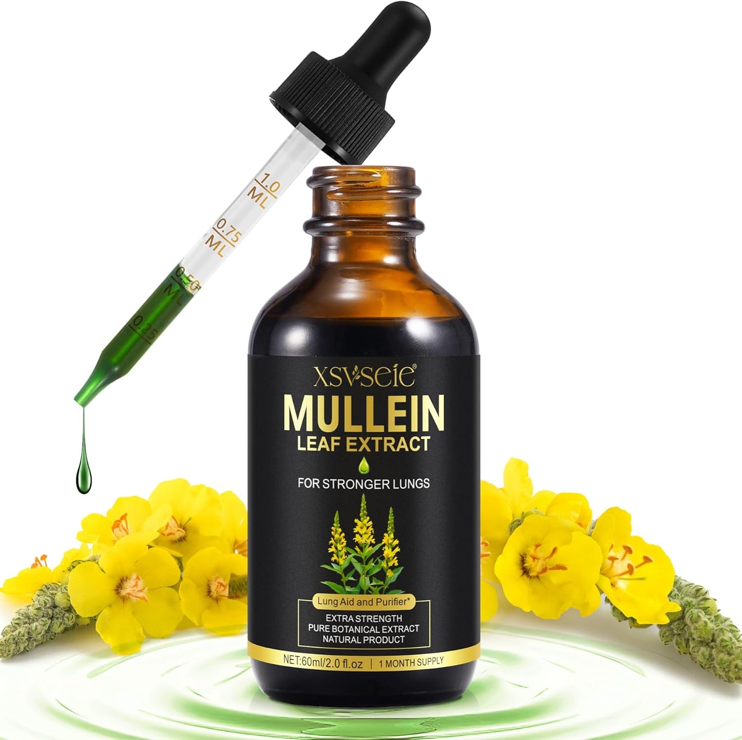 Mullein Leaf Extract Drops with Chlorophyll for Lung Health - Natural Herbal Supplement for Cleanse and Breathe