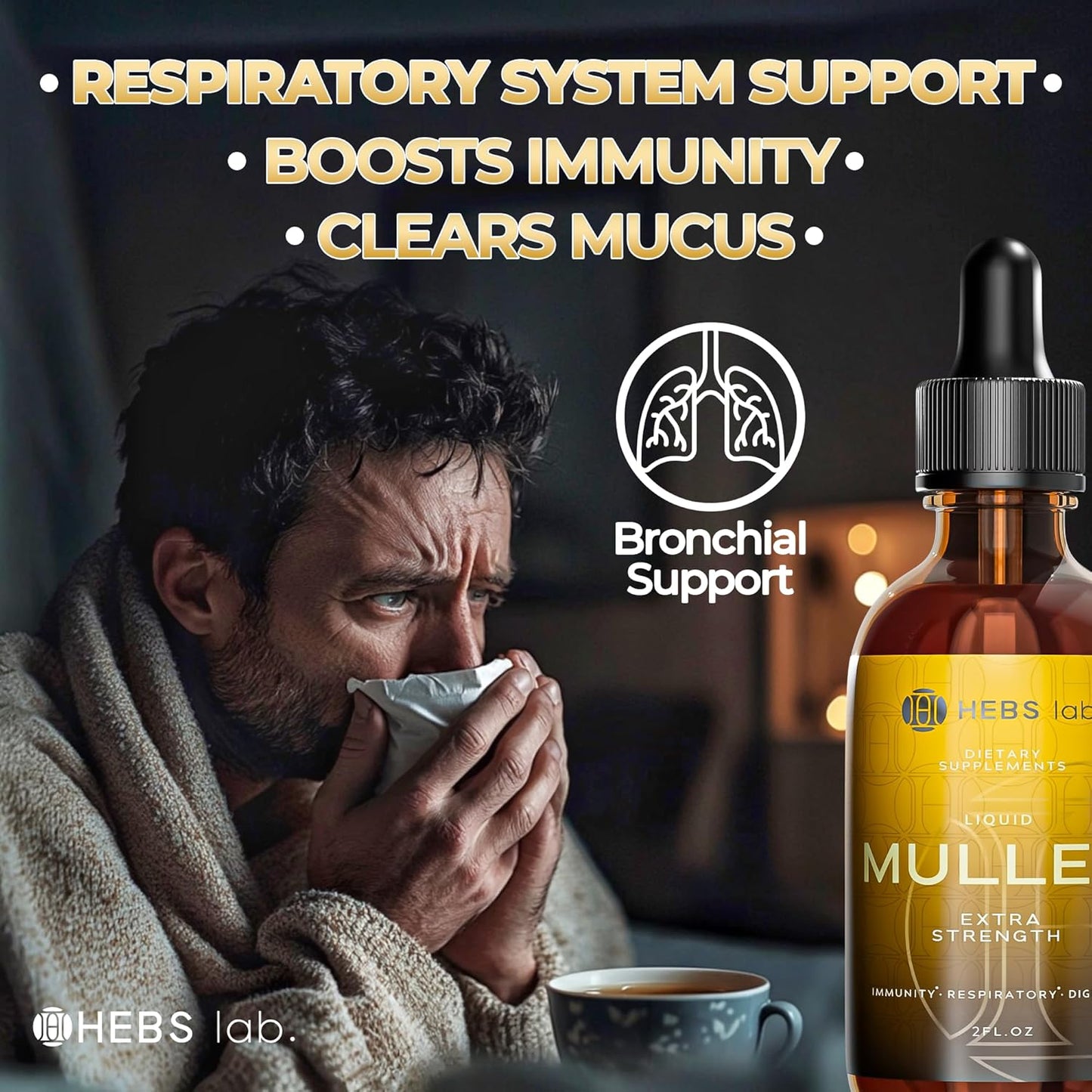 Mullein Leaf Extract Tincture for Lung Health - Made in USA - Herbal Respiratory Support Supplement - 2 Fl Oz Bottle