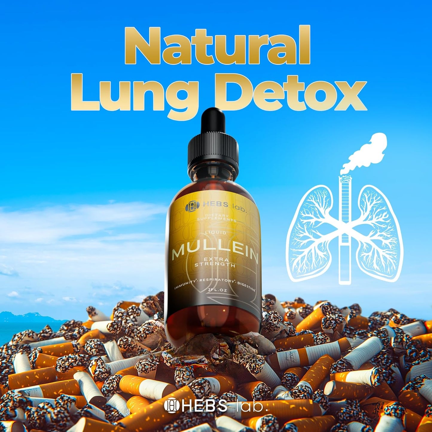 Mullein Leaf Extract Tincture for Lung Health - Made in USA - Herbal Respiratory Support Supplement - 2 Fl Oz Bottle