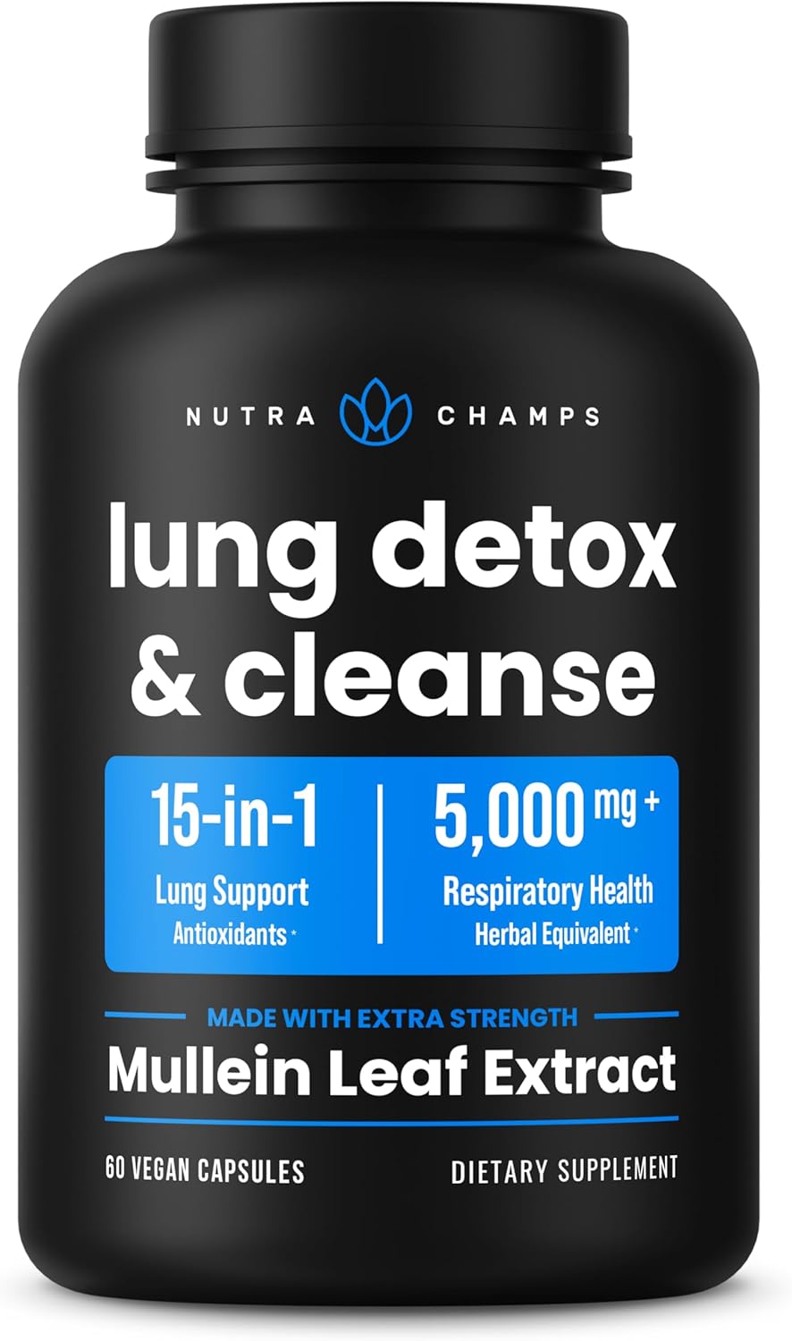 Mullein Leaf Lung Health Supplement, 15-in-1 Formula for Respiratory Support, Vegan Capsules, 3000mg Equivalent Extract