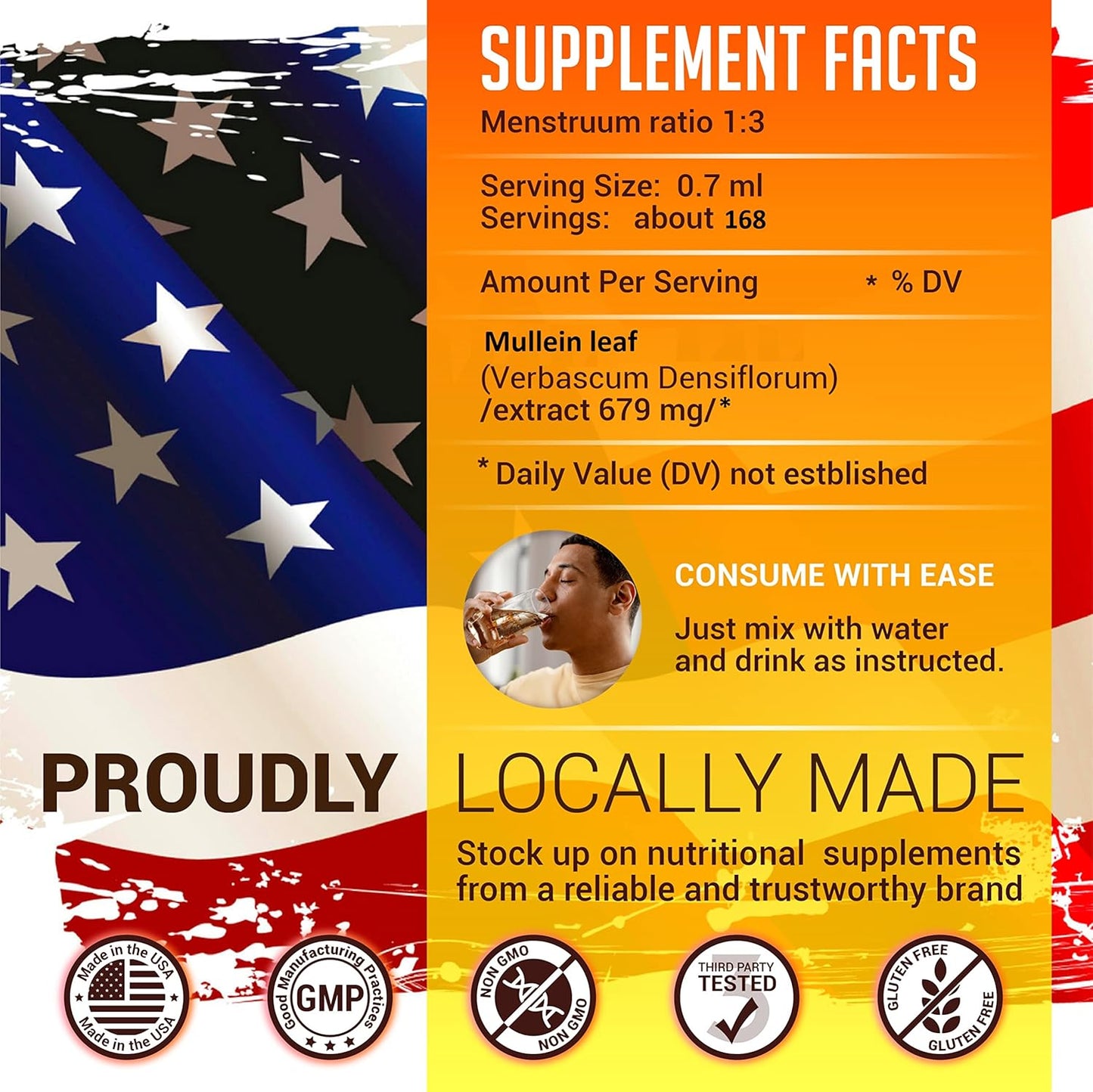 Mullein Leaf Verbascum Thapsus Supplement for Lung and Respiratory Health - 4 Fluid Ounces