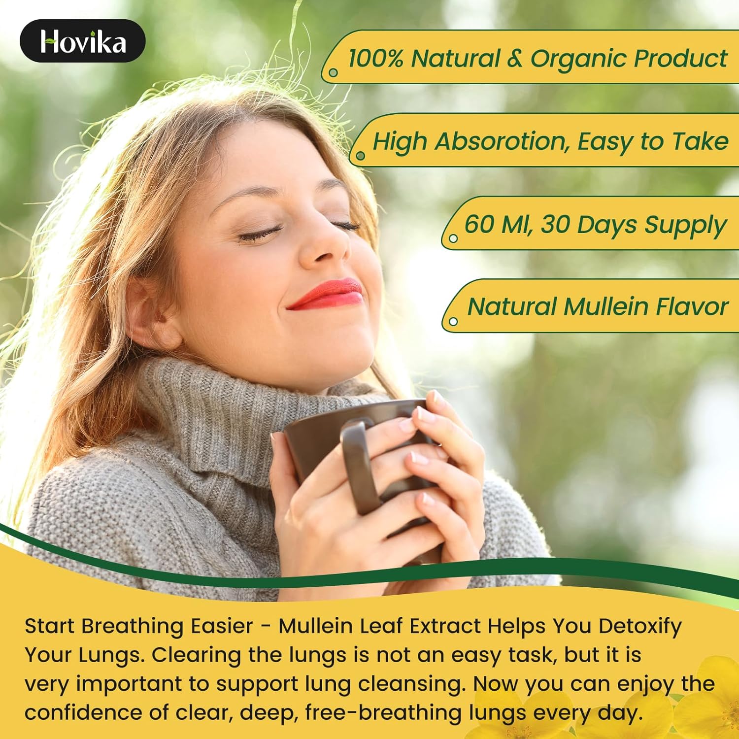 Mullein Lung Support Drops with Quercetin, Cordyceps & Elderberry - Natural Respiratory Cleanse Supplement