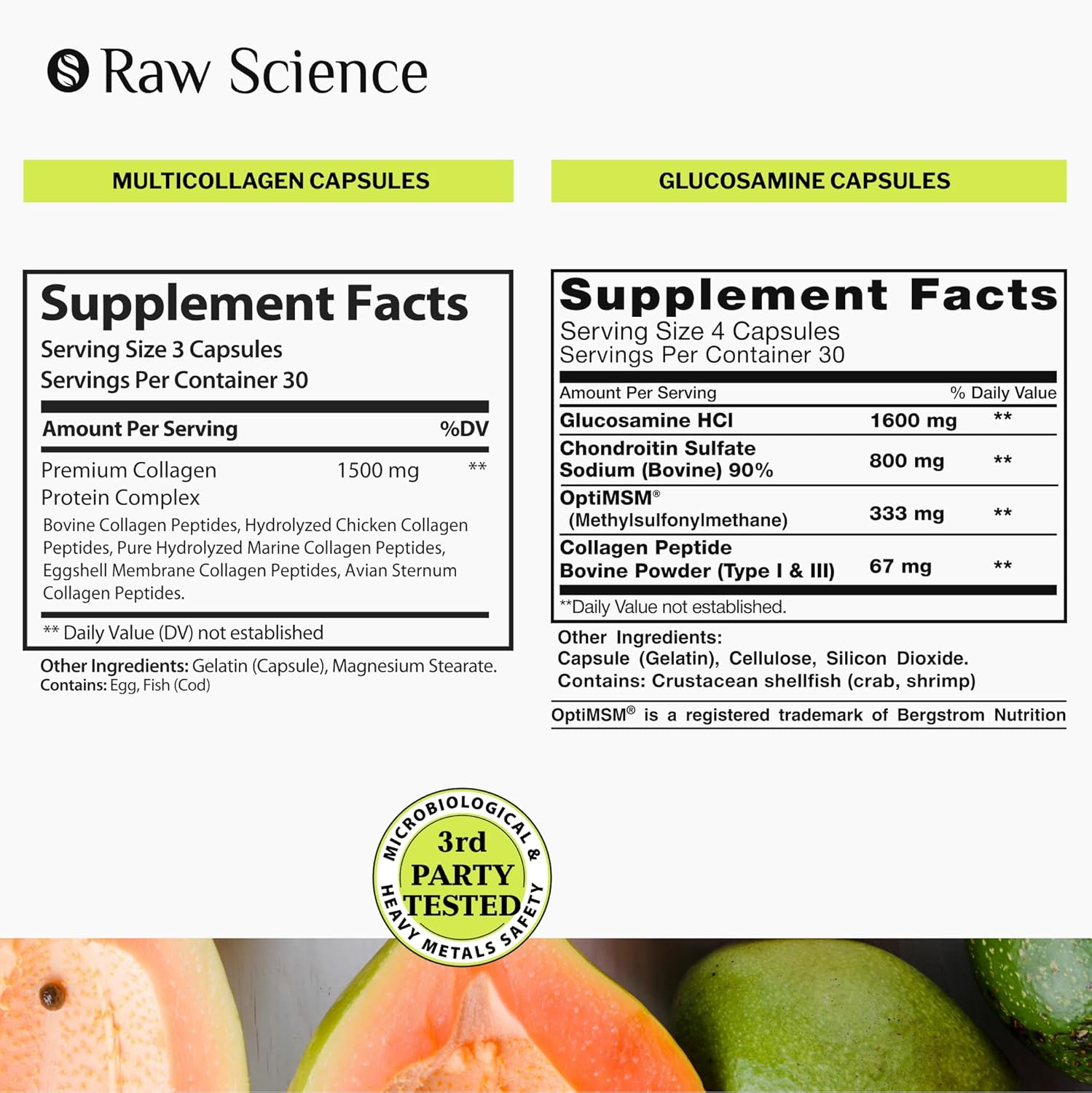 Multi Collagen and Glucosamine Capsules for Bone, Joint, Hair & Nails Support - 90 Collagen Capsules, 120 Glucosamine Capsules