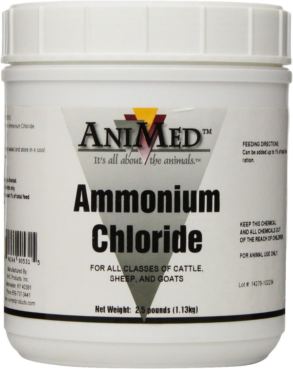 Multi-Species AniMed Ammonium Chloride Powder, 2.5 lb - 99.9% Pure for Horses, Dogs, Cats, Cows, Sheep, Goats