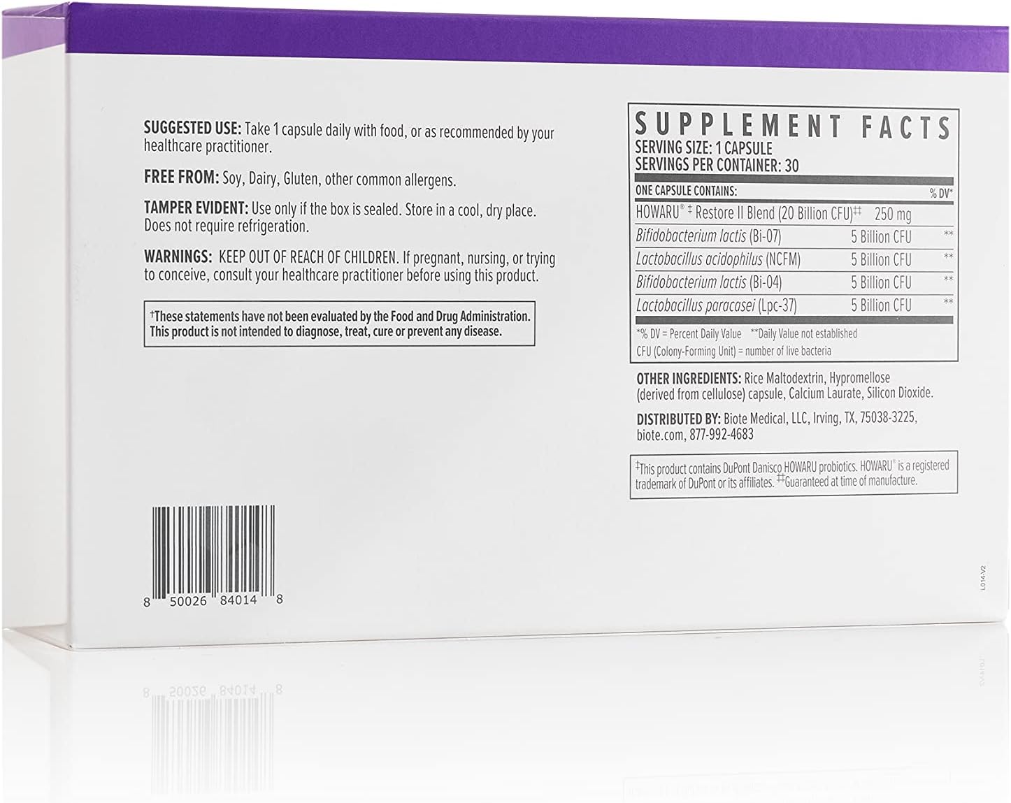 Multi-Strain Probiotic 20B Capsules for Gut and Digestive Health - 30 Count