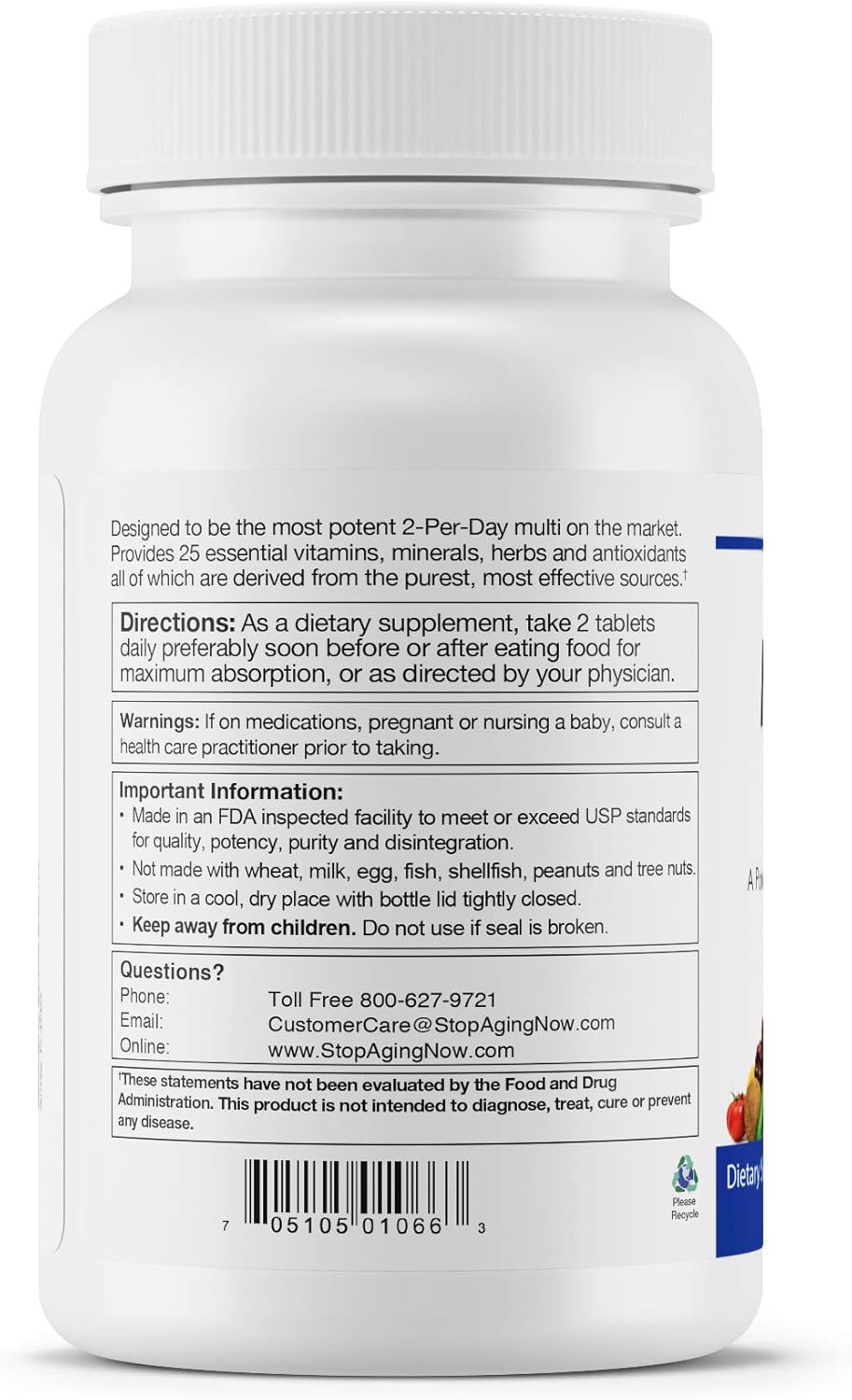 Multi360 Complete 2-Per-Day Multivitamin - 25 Essential Vitamins, Minerals, Antioxidants - Immune Support - 60 Tablets