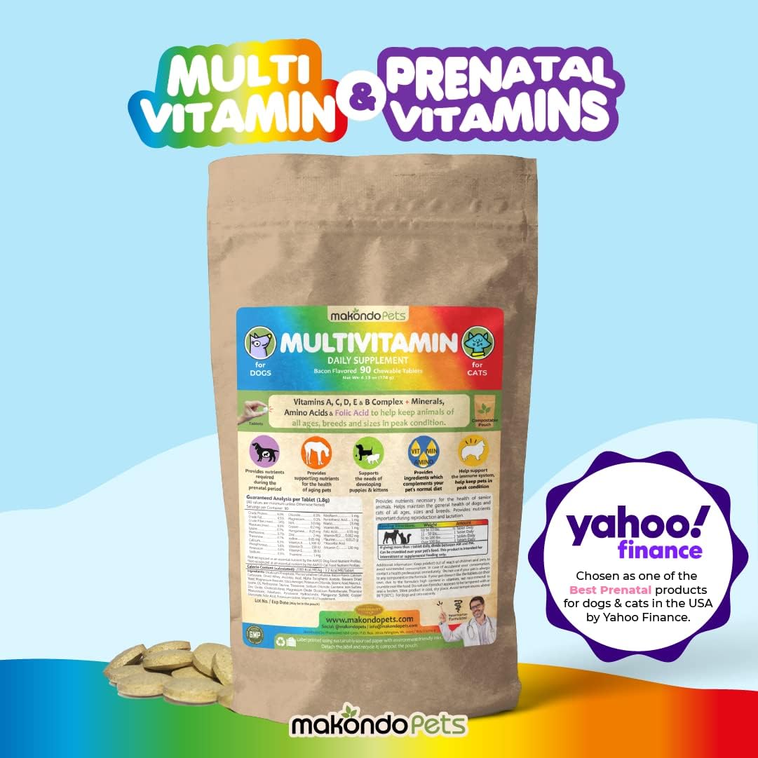 Multivitamin for Pregnant, Nursing, and Newborn Pets - Senior Dog & Puppy Supplement with Folic Acid, Minerals, and Amino Acids by Makondo Pets
