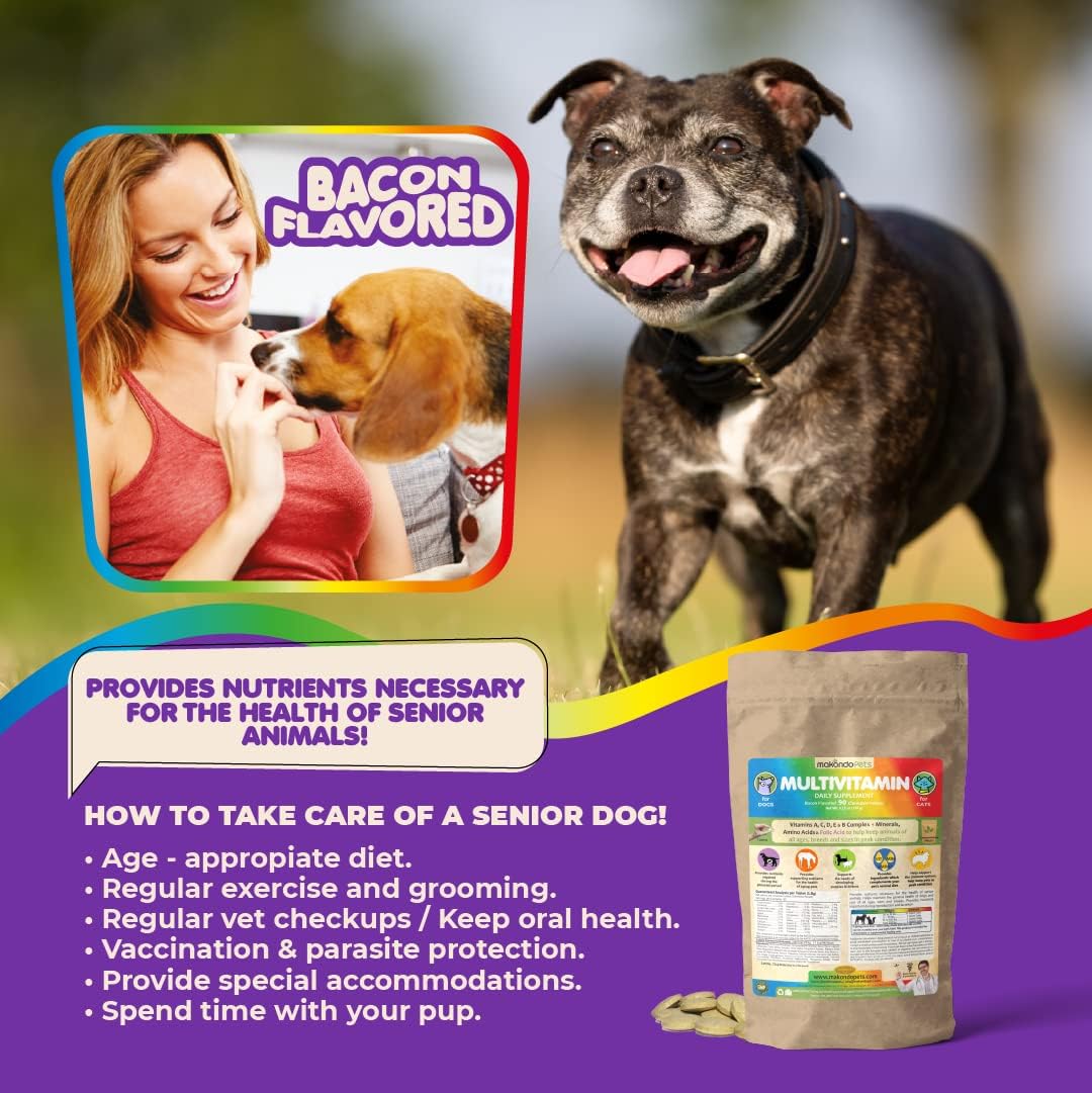 Multivitamin for Pregnant, Nursing, and Newborn Pets - Senior Dog & Puppy Supplement with Folic Acid, Minerals, and Amino Acids by Makondo Pets