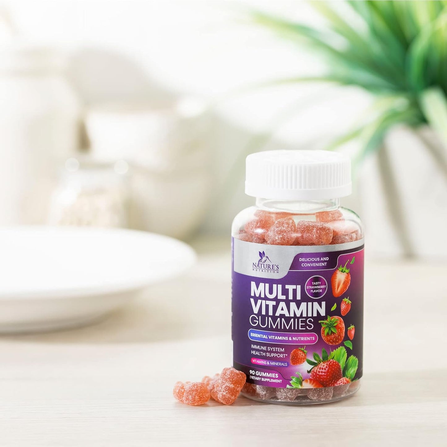 Multivitamin Gummies for Adults with 13 Vitamins and Minerals - Immune Health Support Supplement - Berry Flavor - 90 Gummies