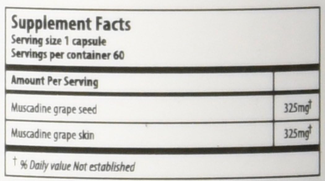 Muscadinex USA Muscadine Quercetin, Ellagic Acid, Resveratrol, Myricetin, Kaempferol Capsules with BioPerine for Enhanced Absorption. Vegan & Non-GMO. Made in USA.