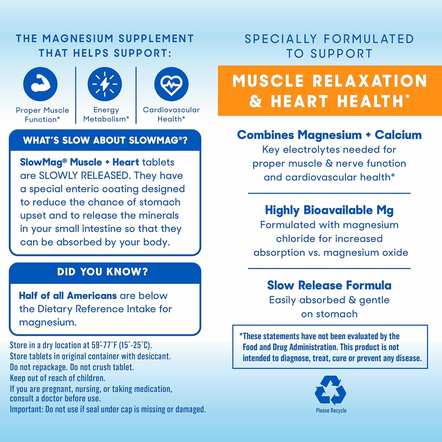 Muscle and Heart Support Supplement with Magnesium Chloride and Calcium for Muscle Relaxation and Heart Health, 60 Count
