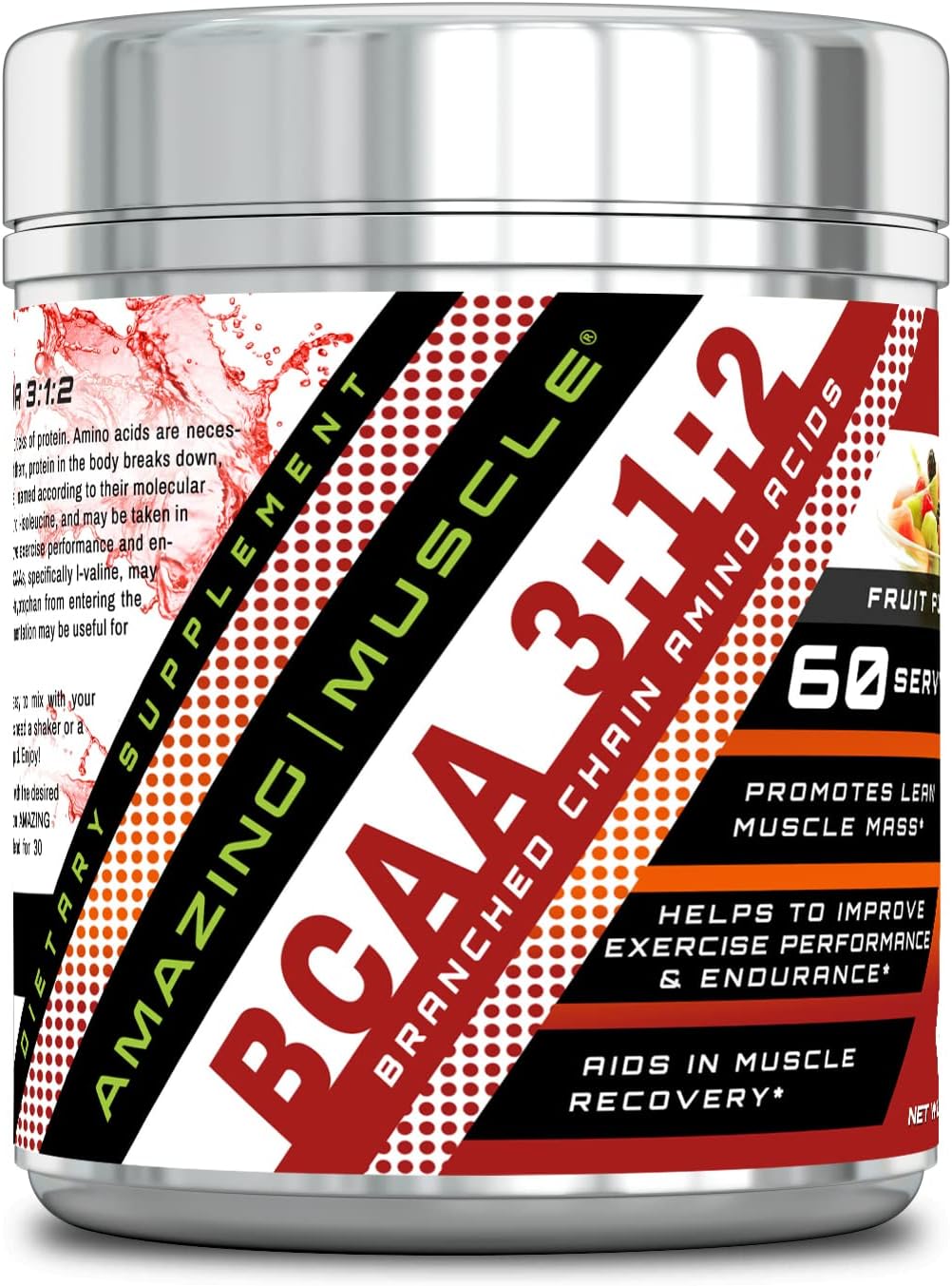 Muscle BCAA 3-1-2 Supplement - 60 Servings, Enhanced Amino Acids for Lean Muscle Mass, Improved Exercise Performance - Fruit Punch Flavor