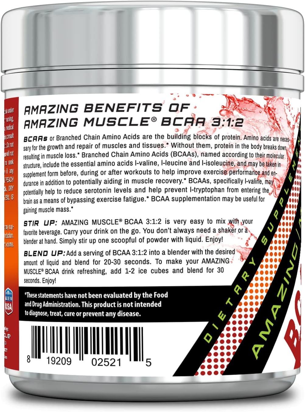 Muscle BCAA 3-1-2 Supplement - 60 Servings, Enhanced Amino Acids for Lean Muscle Mass, Improved Exercise Performance - Fruit Punch Flavor