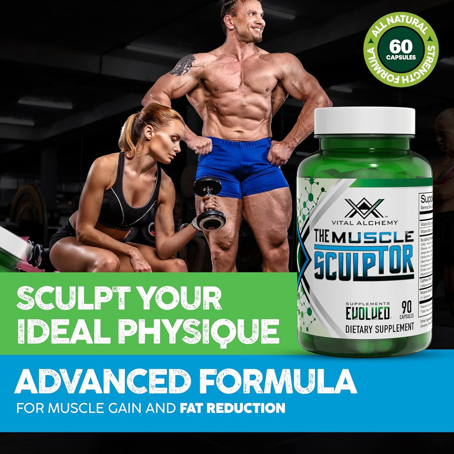 Muscle Builder Supplement with Vitamin B3, B6, Phosphatidylserine, Epicatechin & Cayenne - Supports Muscle Growth, Focus, Energy & Protein Synthesis - Made in USA - 90 Capsules