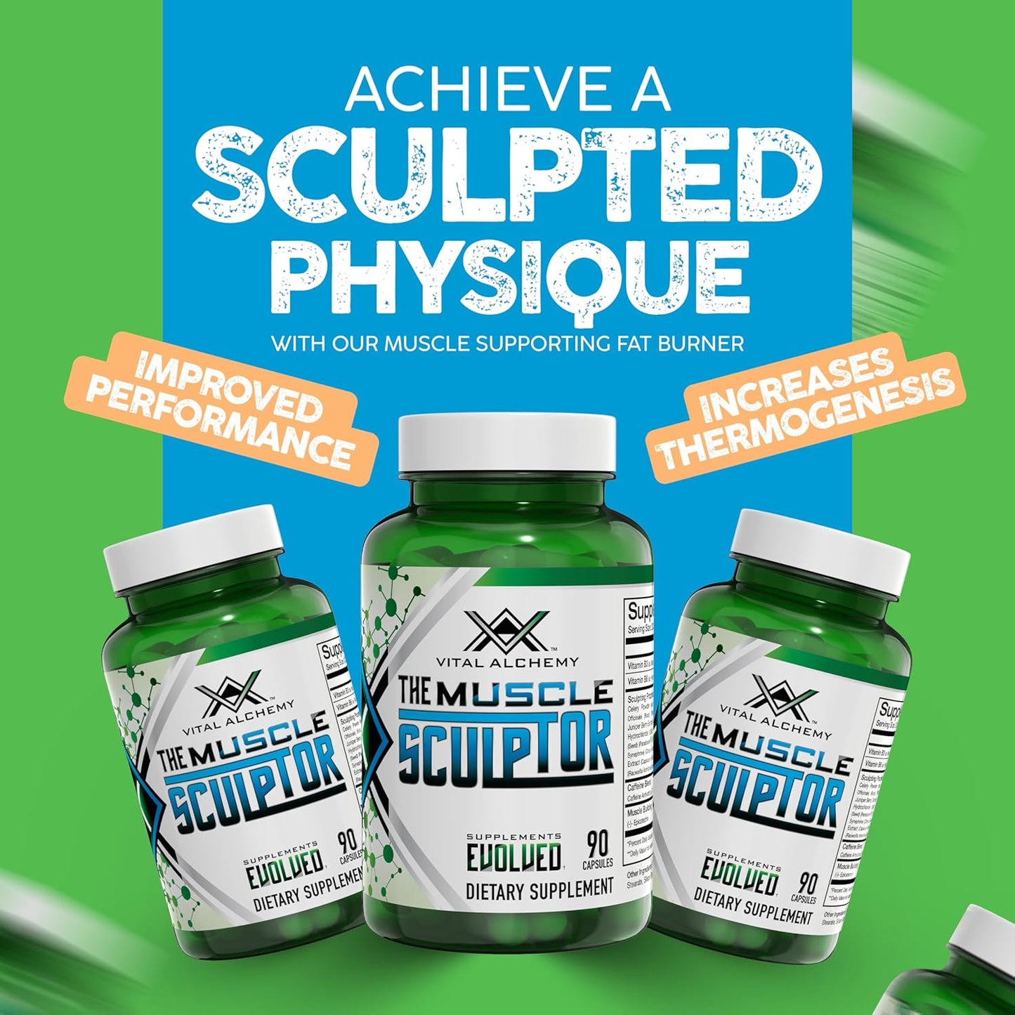 Muscle Builder Supplement with Vitamin B3, B6, Phosphatidylserine, Epicatechin & Cayenne - Supports Muscle Growth, Focus, Energy & Protein Synthesis - Made in USA - 90 Capsules
