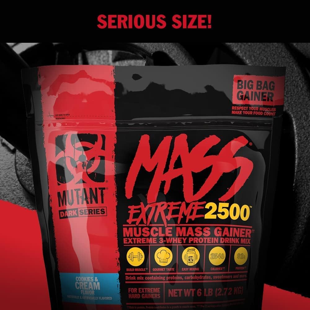 Muscle-Building Whey Protein Powder for Size and Strength - Mutant Mass Extreme Gainer with High-Density Clean Calories (Jacked Berry Blast, 12 lbs)