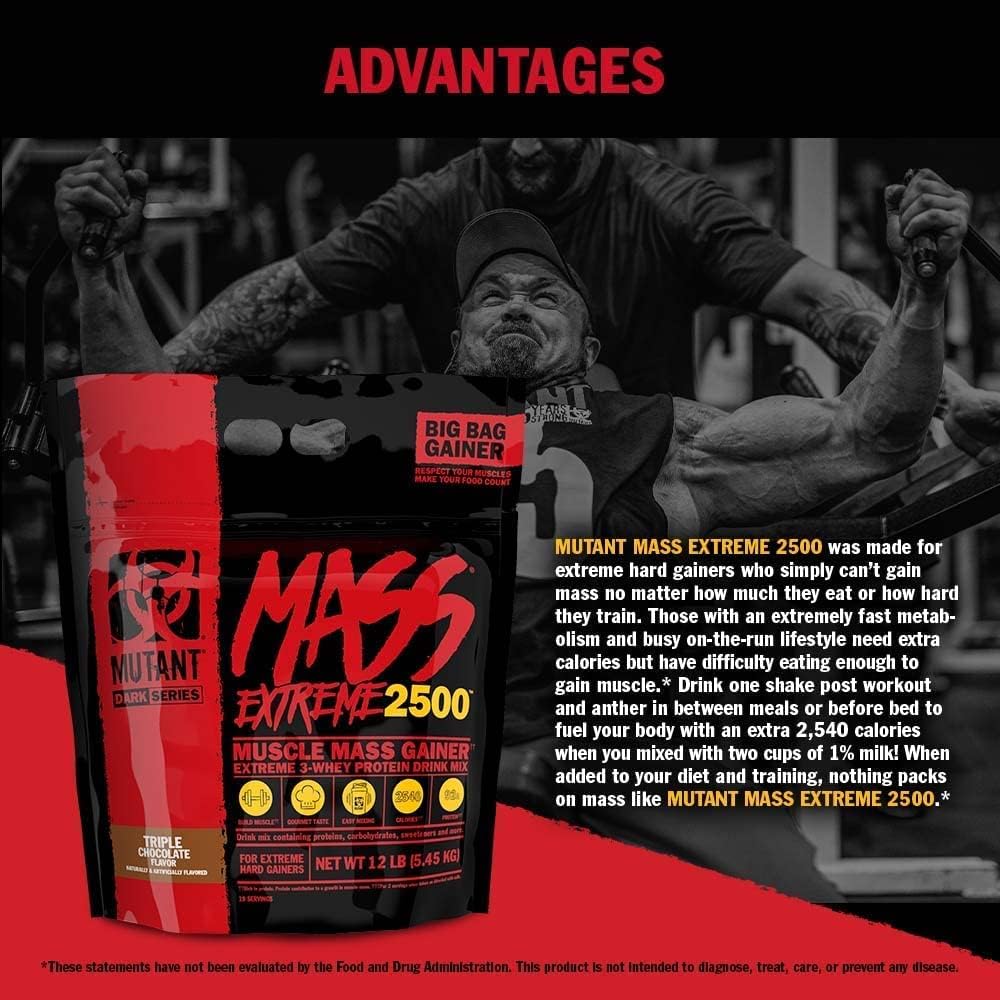 Muscle-Building Whey Protein Powder for Size and Strength - Mutant Mass Extreme Gainer with High-Density Clean Calories (Jacked Berry Blast, 12 lbs)