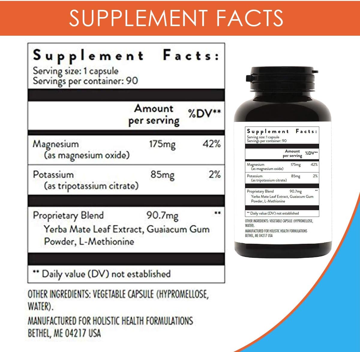 Muscle Fatigue Support: Holistic Magnesium Potassium Supplement - Promotes Healthy Muscle Function - 90 Capsules