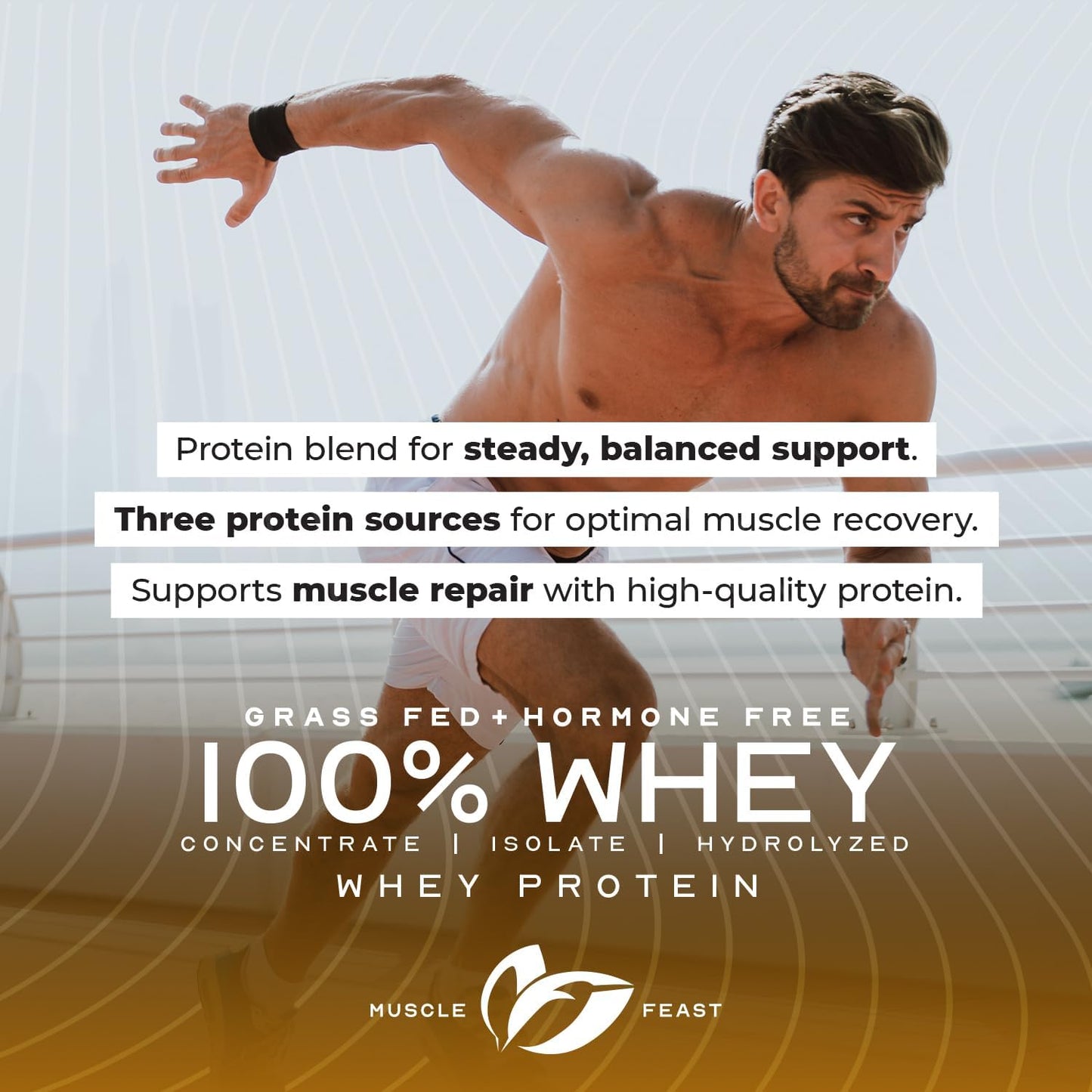 Muscle Feast 100% Grass-Fed Whey Protein, Hormone-Free, All Natural, Unflavored - 2lb Pack