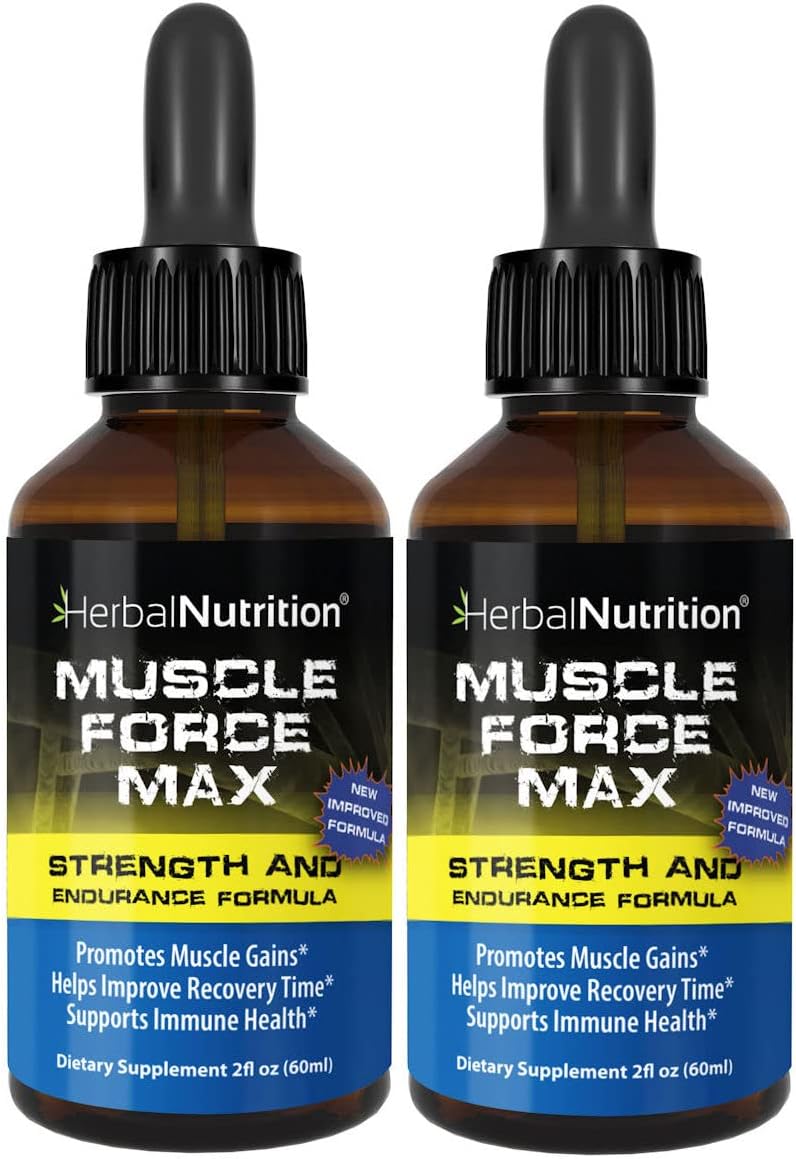 Muscle Force Strength and Endurance Spray Formula - Herbal Nutrition, 2 Bottle Pack, 175mg Growth Formula, 2oz/bottle