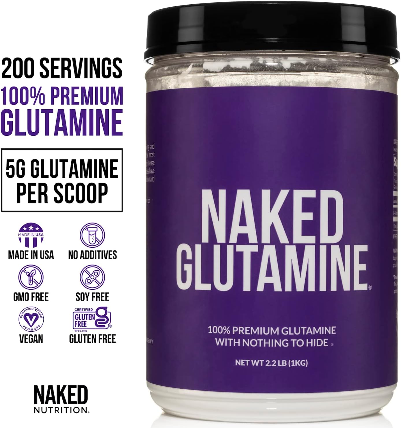 Muscle Growth and Recovery Bundle: Pure Glutamine, Creatine, and BCAAs by Naked Nutrition