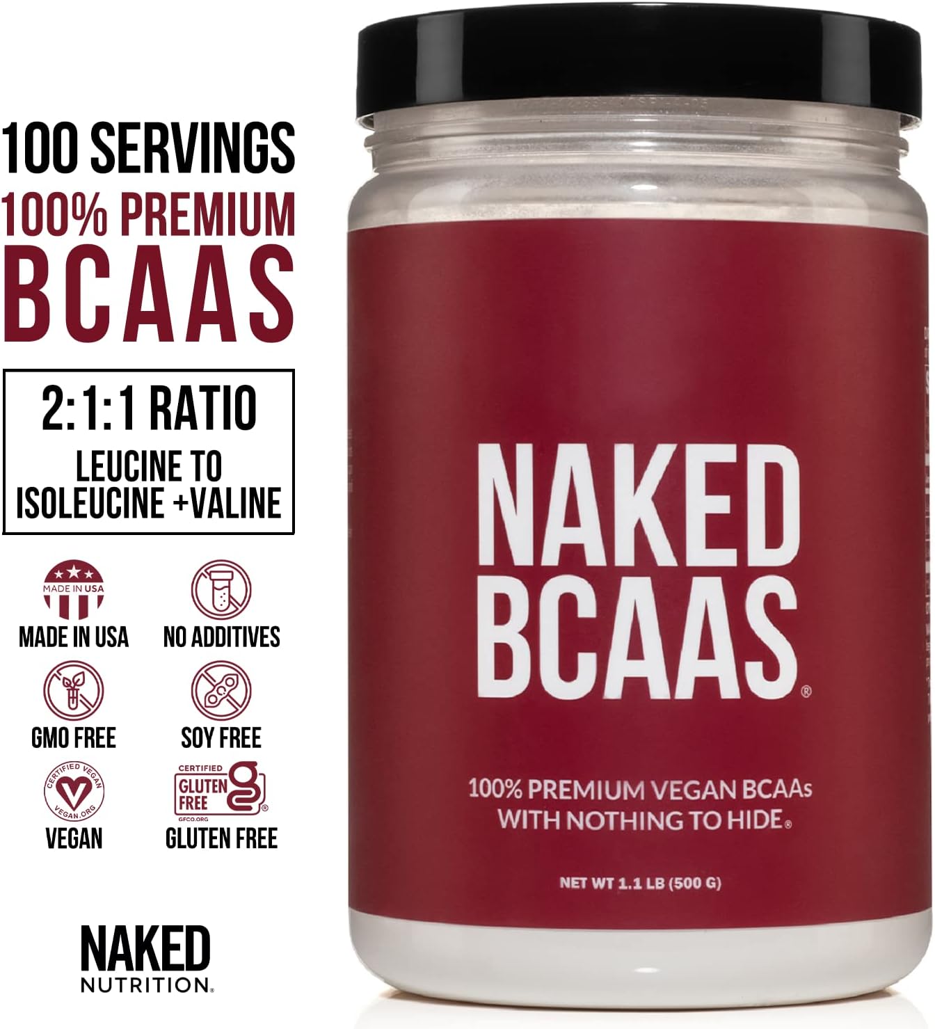 Muscle Growth and Recovery Bundle: Pure Glutamine, Creatine, and BCAAs by Naked Nutrition